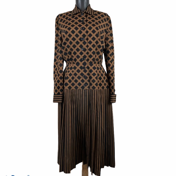 VTG Adele Simpson Multi Print Shirt Dress Size 10 - Picture 13 of 15